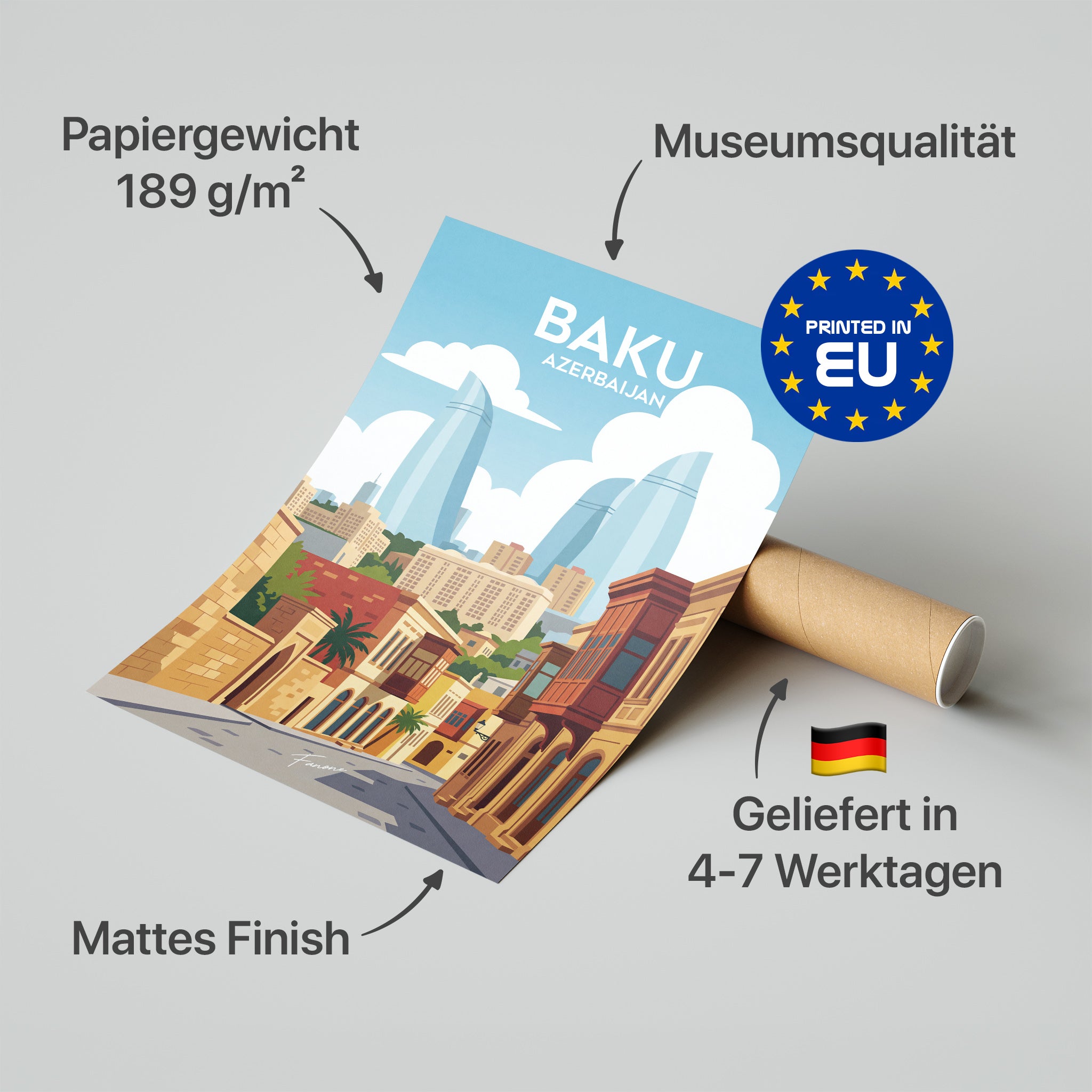 Baku Vintage Poster in Premium-Verpackung