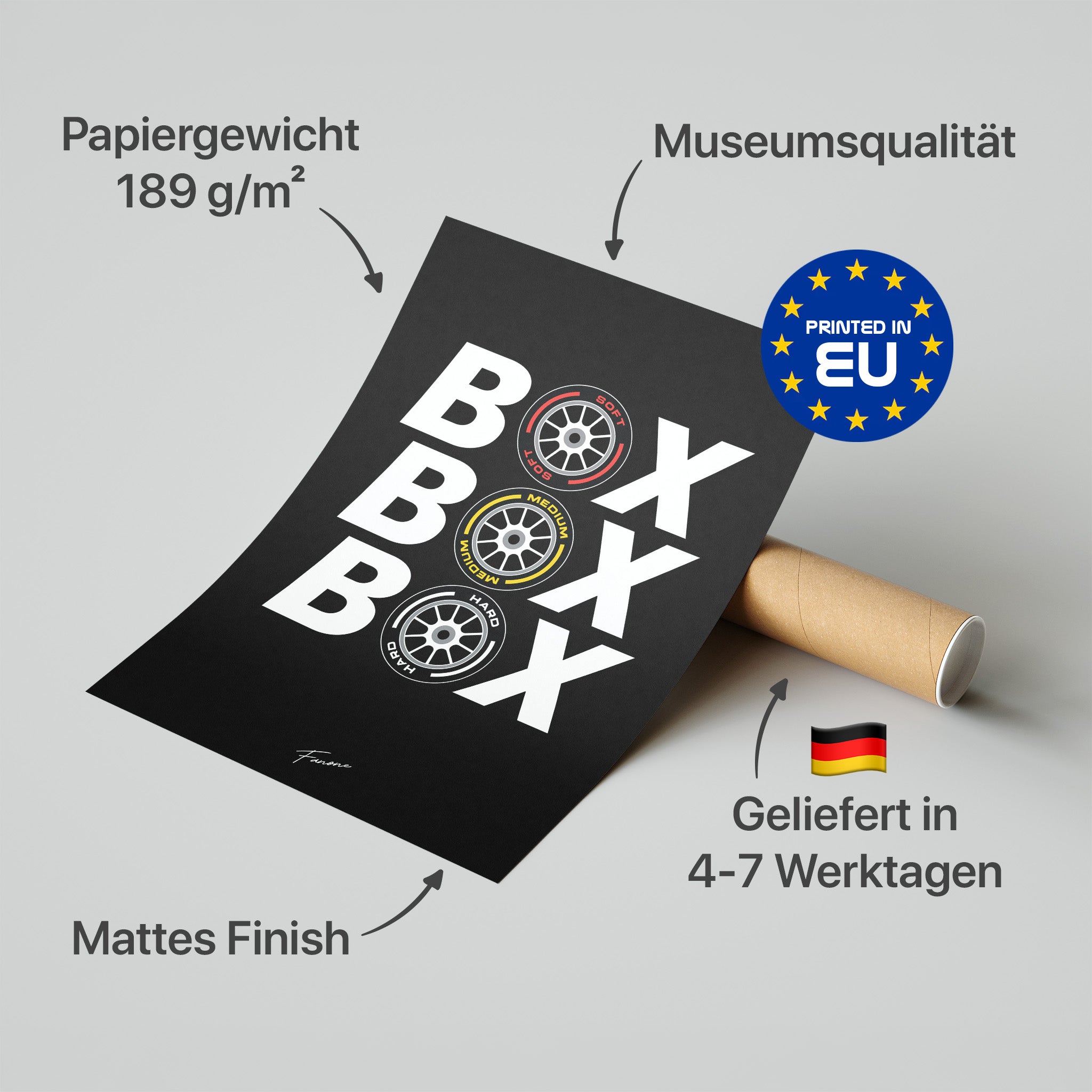 Box Box Box Poster in Premium-Verpackung