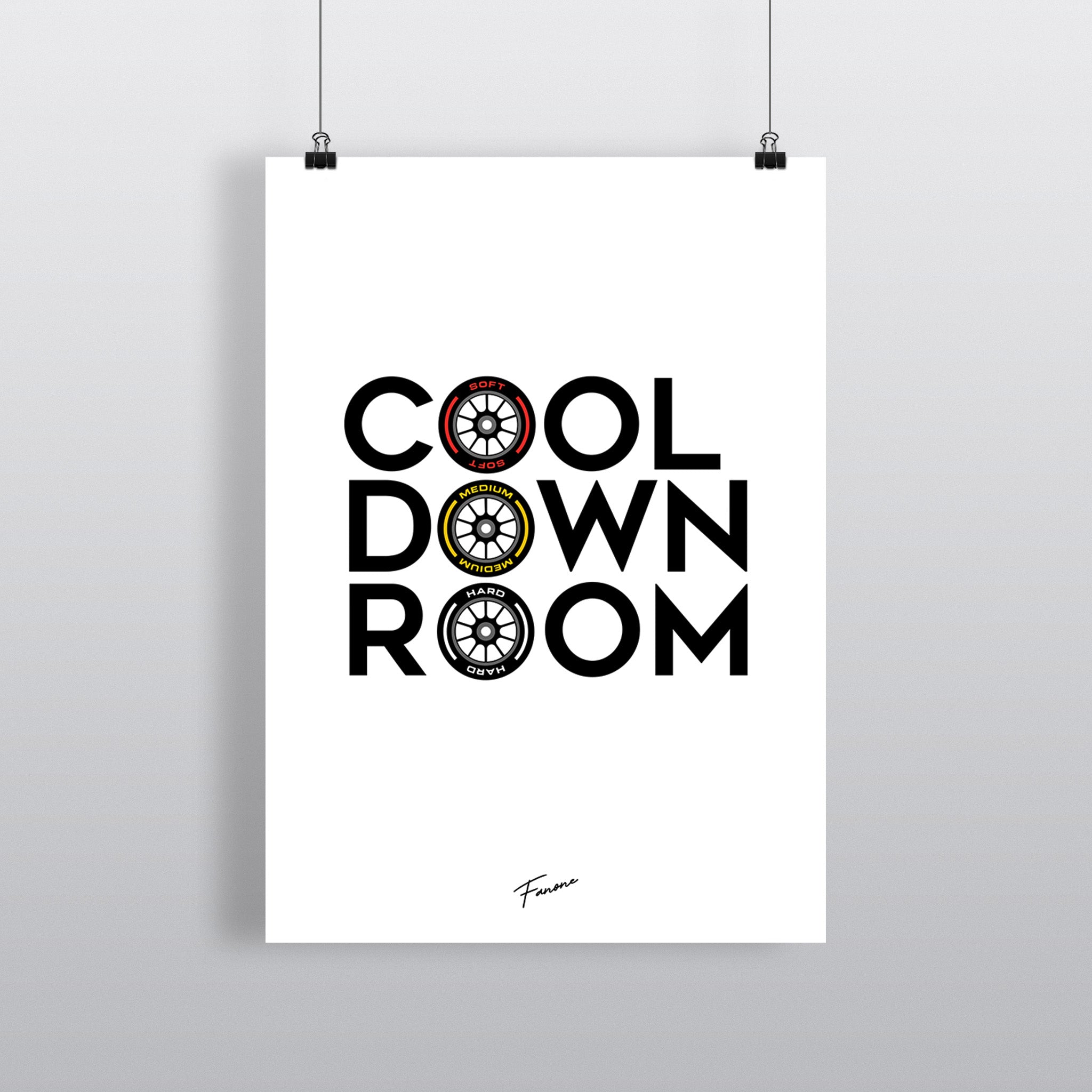 Cool Down Room Poster – F1-Insider-Spot mit Soft/Medium/Hard im O-Detail