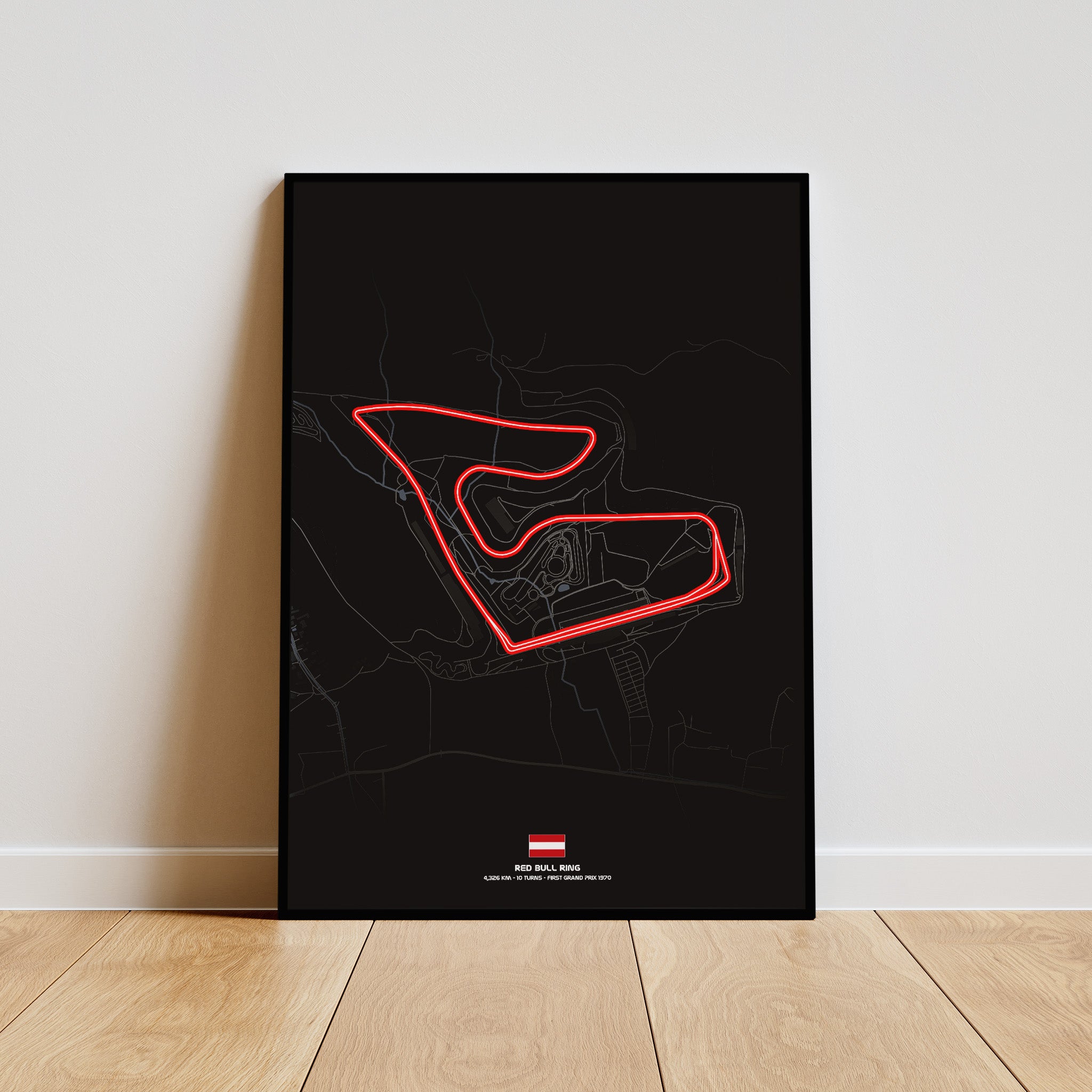 Red Bull Ring Dark Edition Poster gerahmt an Wand