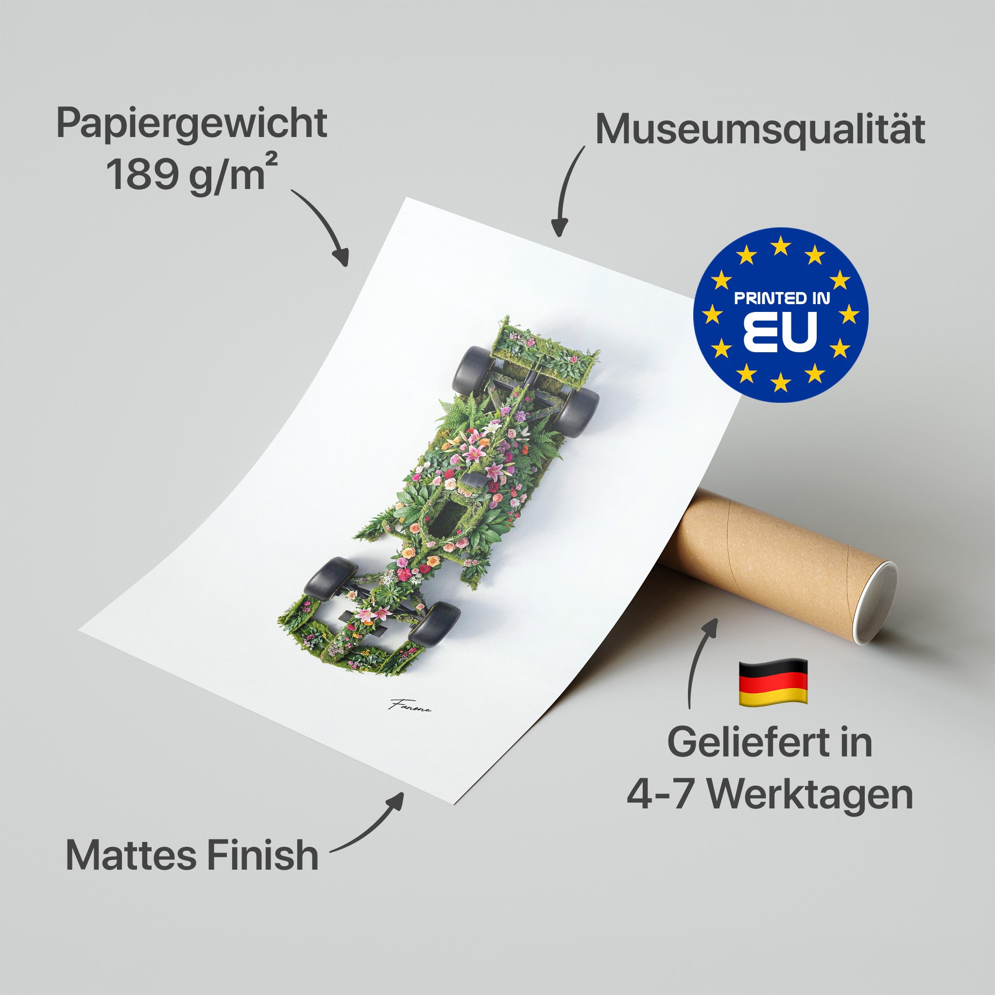 Floral Top View Poster in Premium-Verpackung