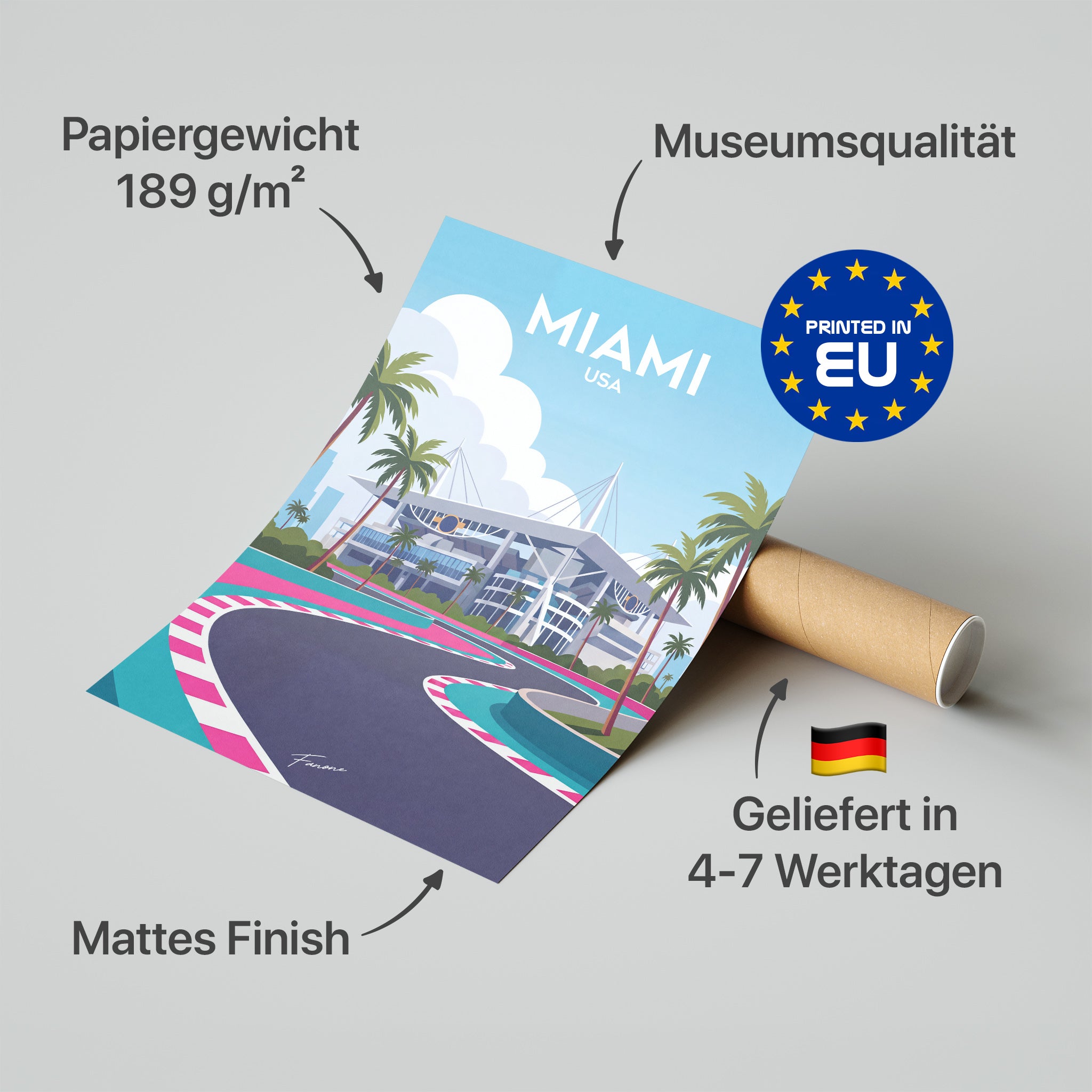 Miami Vintage Poster in Premium-Verpackung