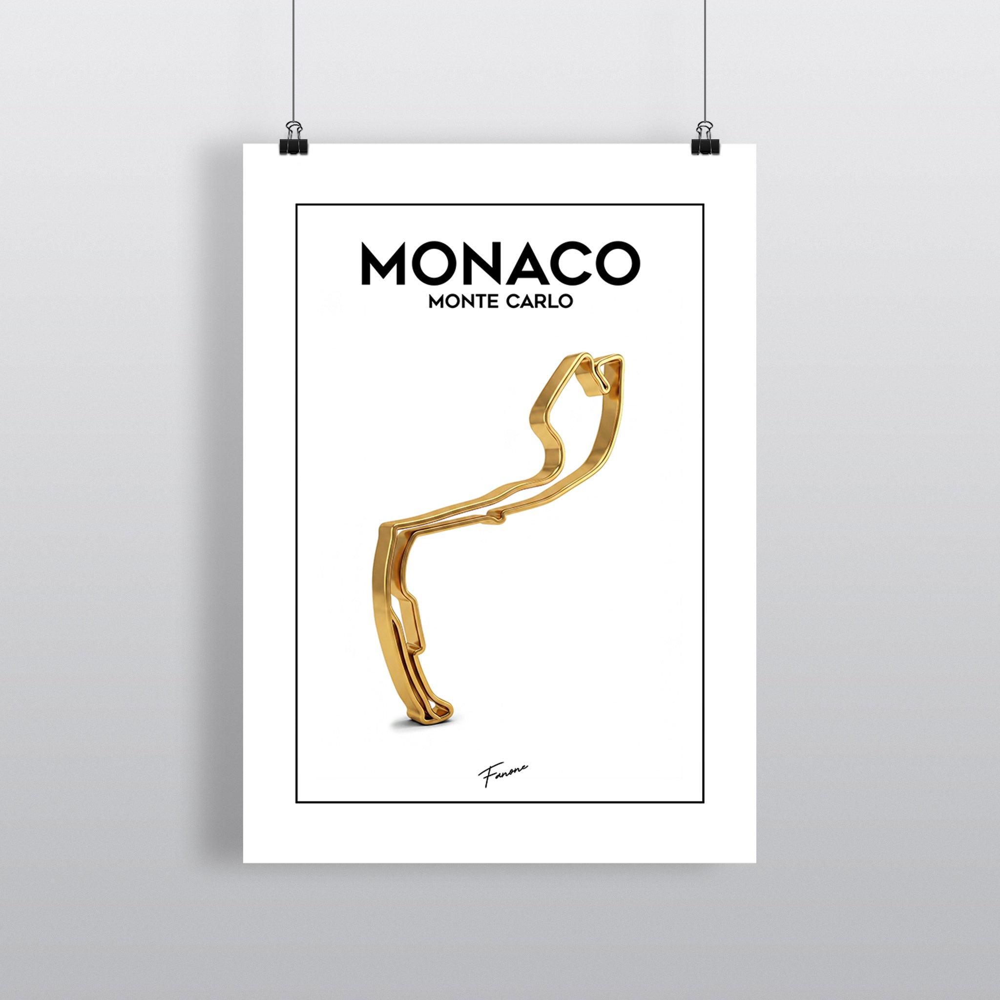 Monaco Premium-Poster Gold Edition mit edler Streckenführung in Gold