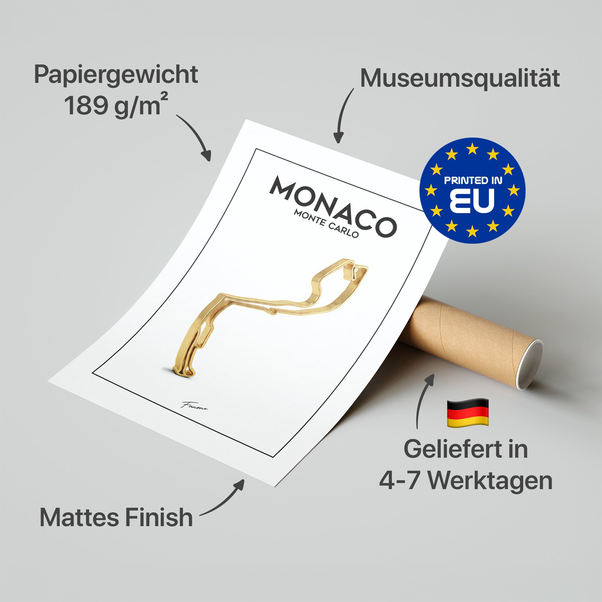 Monaco Gold Edition Poster in Premium-Verpackung