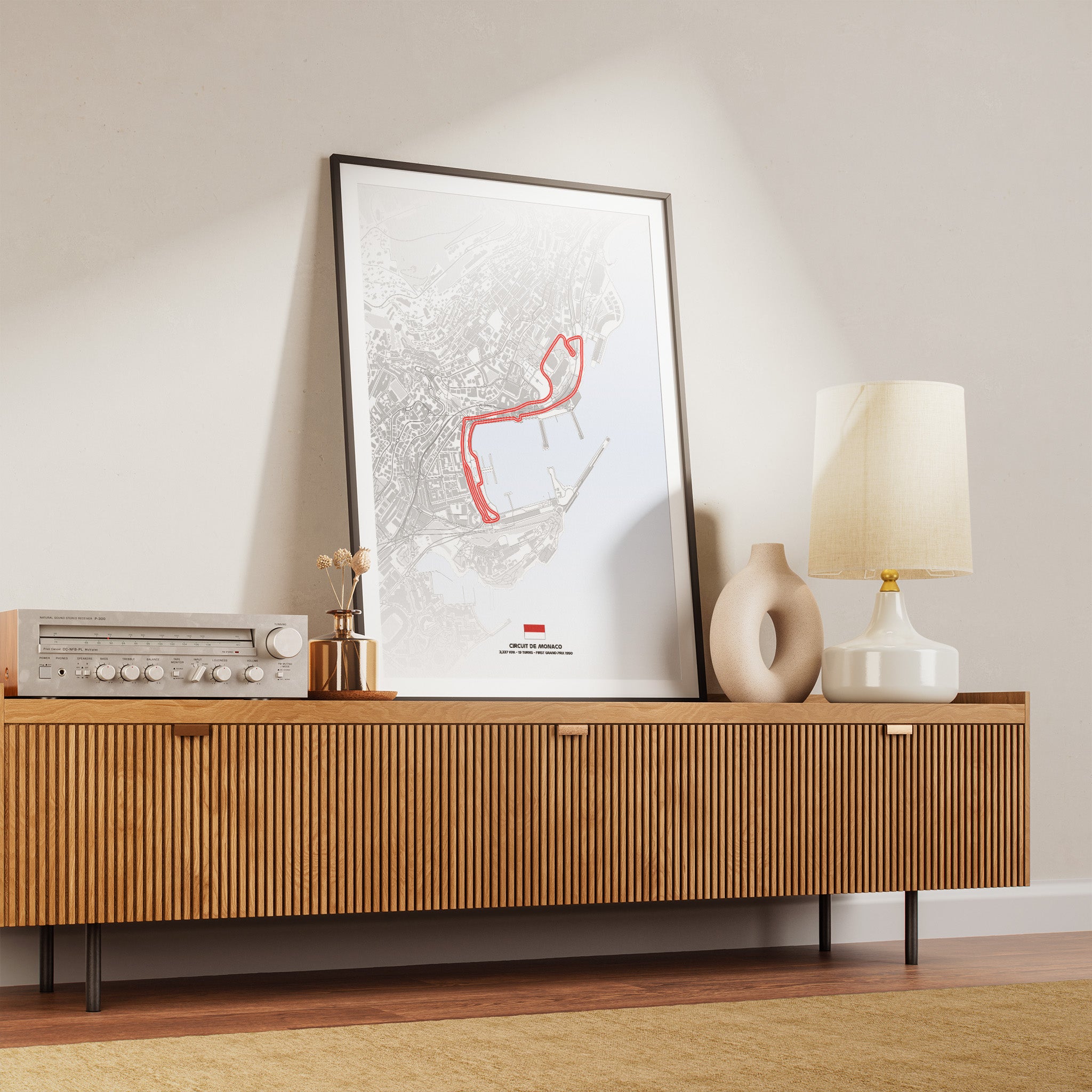 Monaco Light Edition Poster gerahmt im Wohnzimmer