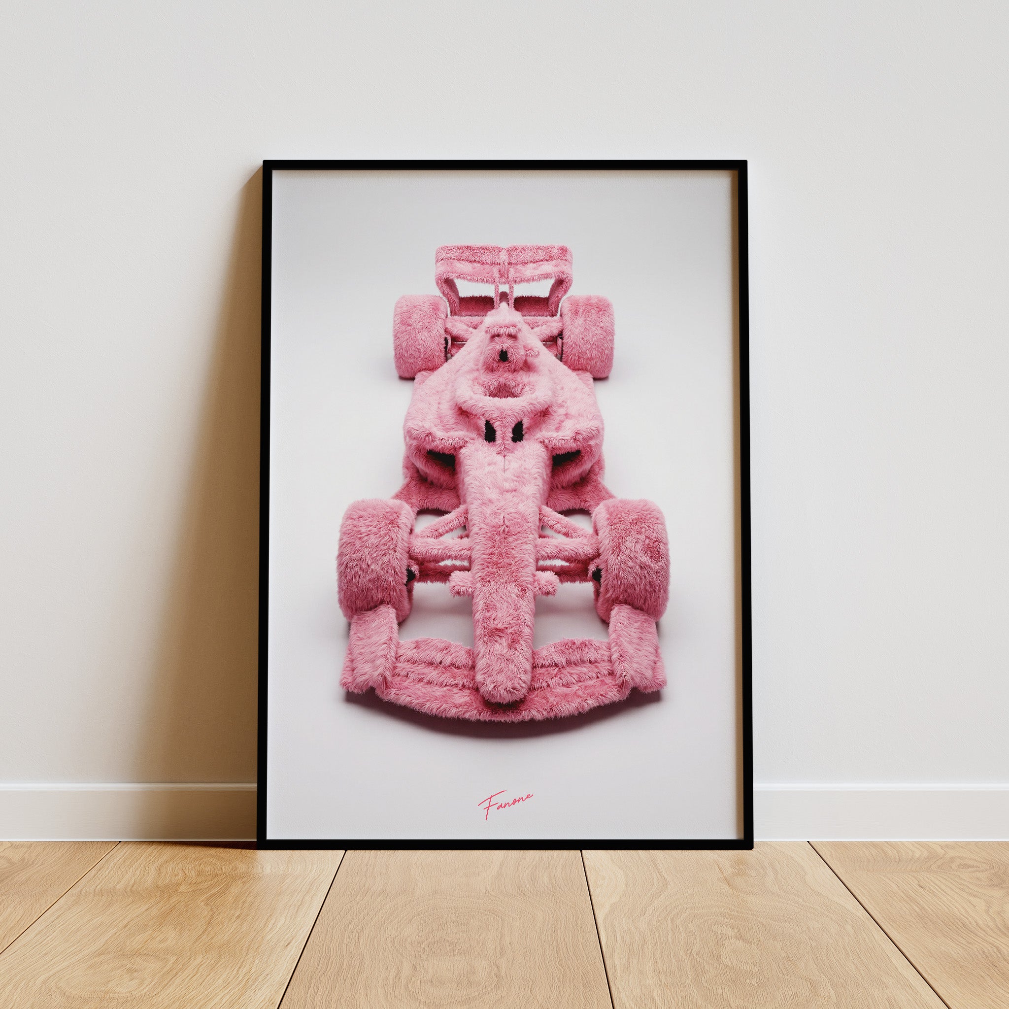 Pink Fluffy Bolide Poster gerahmt an der Wand