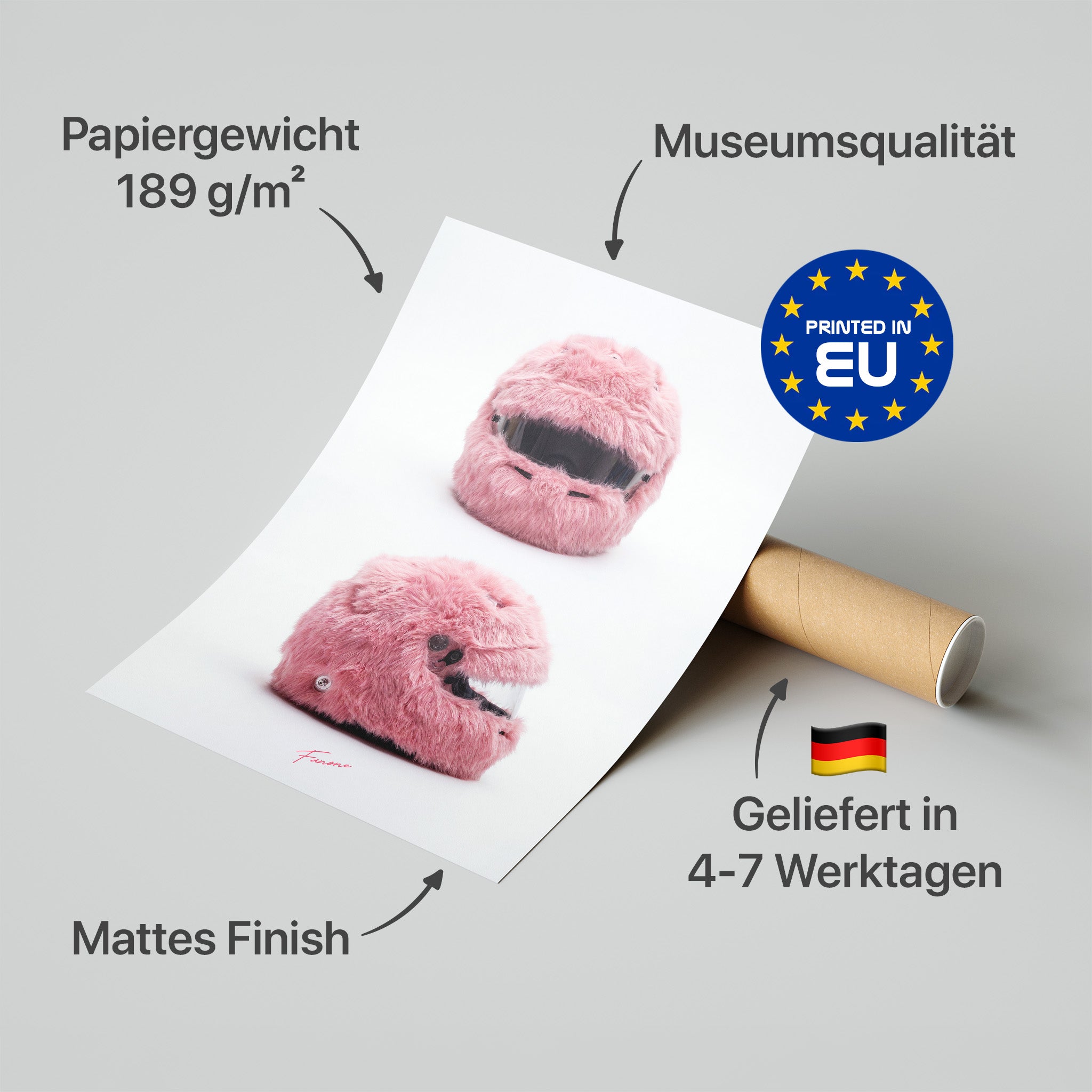 Pink Fluffy Helm Poster in Premium-Verpackung