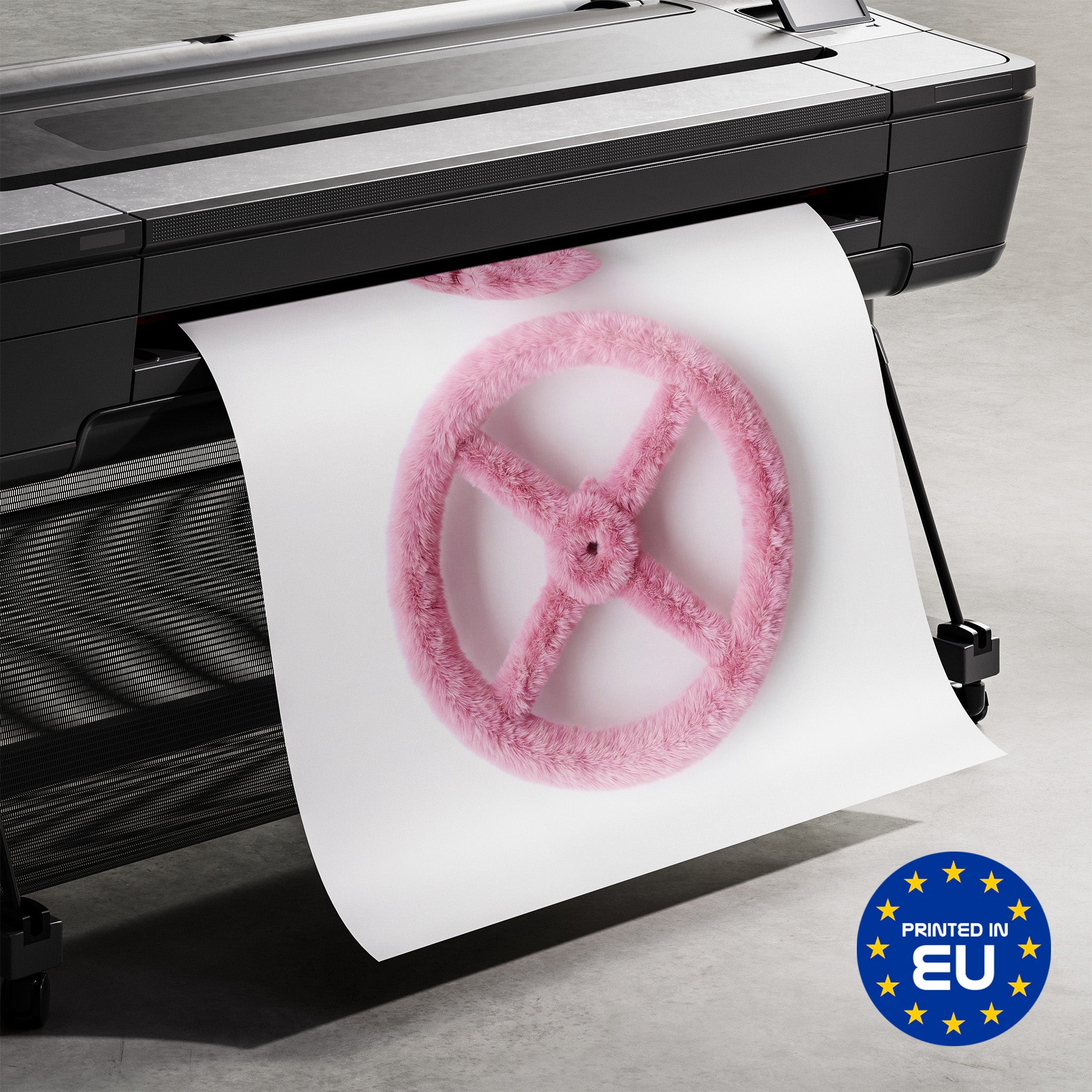 Premium-Druck Detailansicht – Pink Fluffy Lenkrad Evolution Poster