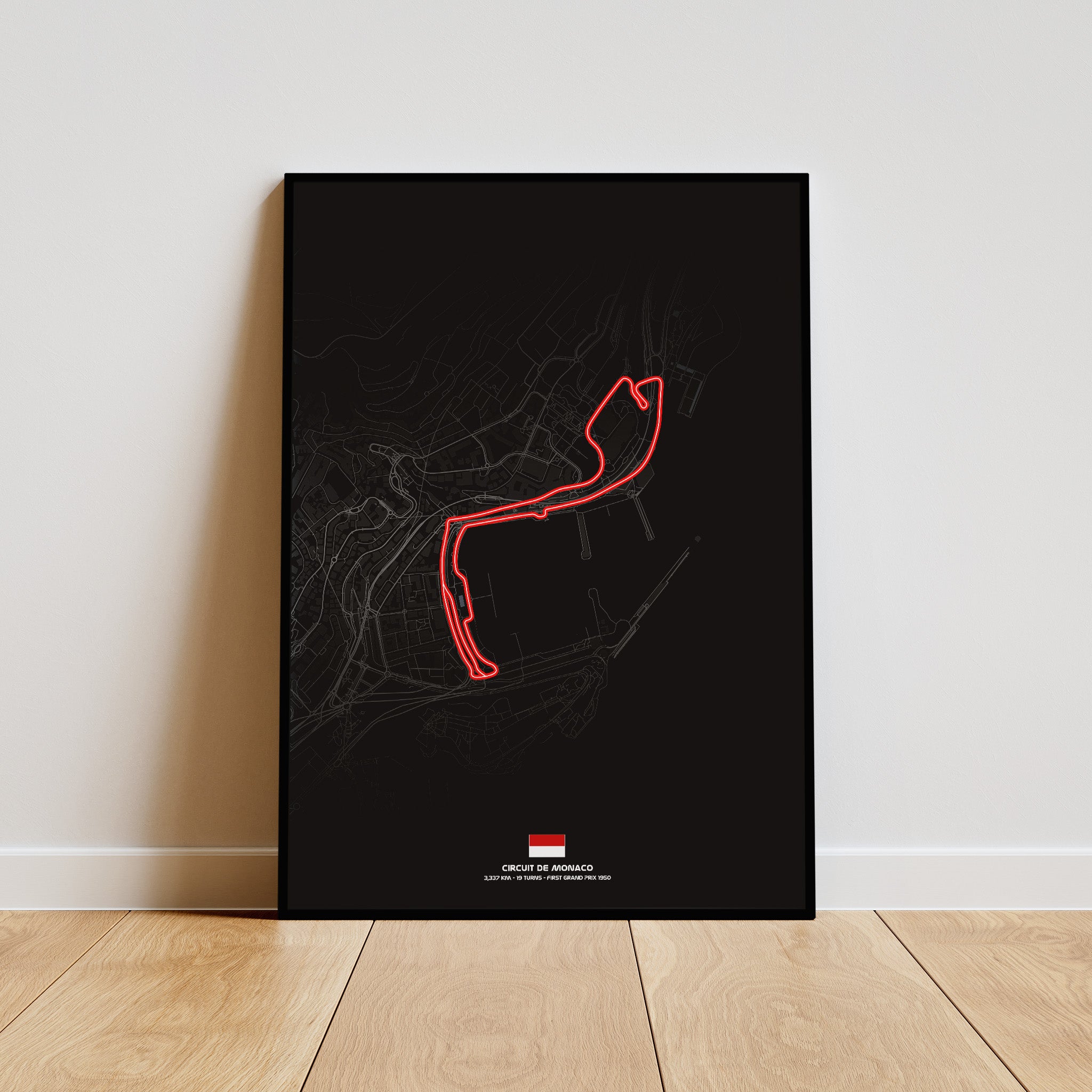 Monaco Dark Edition Poster gerahmt an Wand