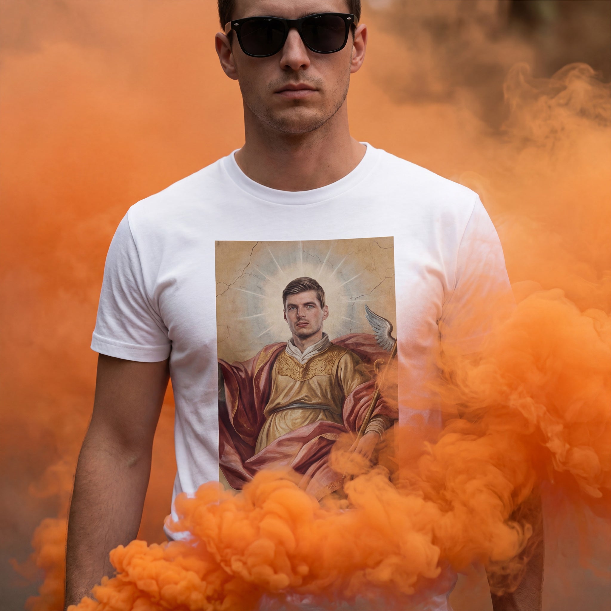 Heiliger Maximus Artwork – Max Verstappen als Heiligenfigur