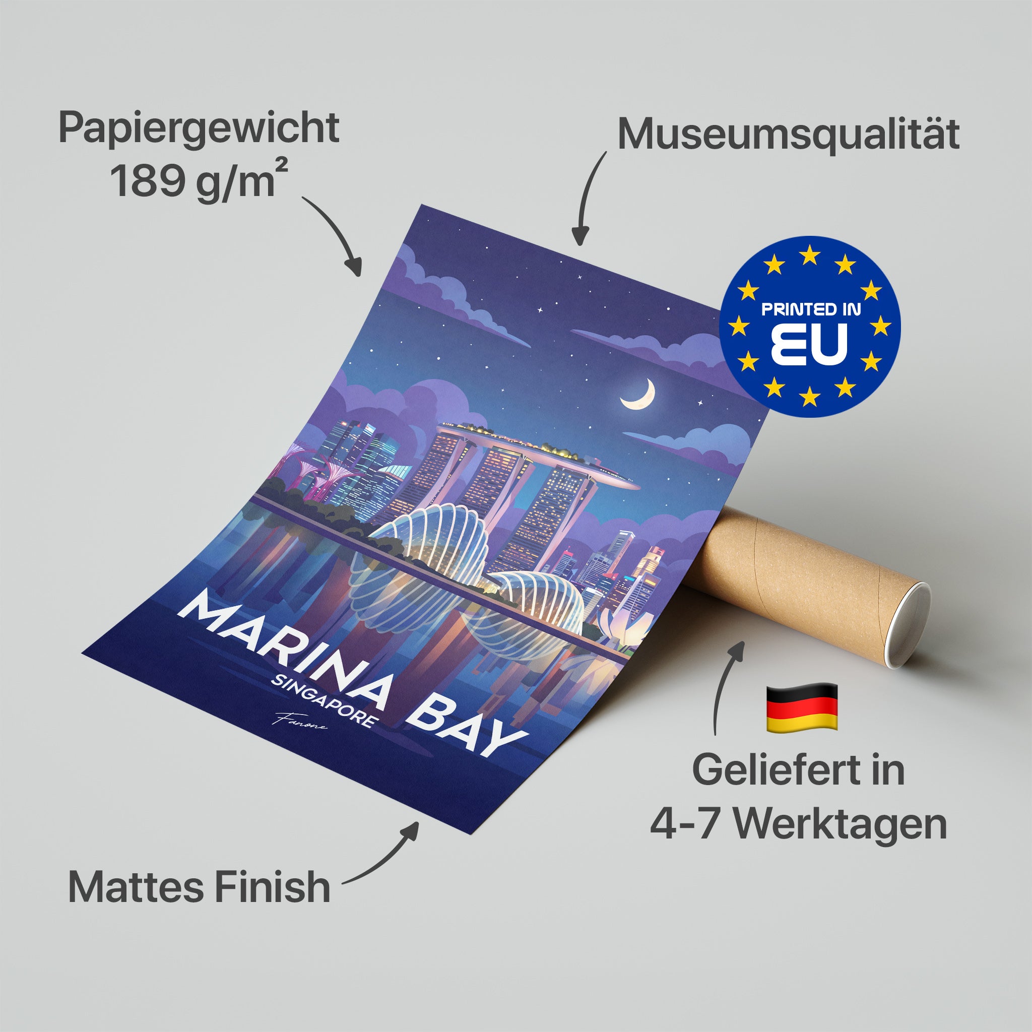 Marina Bay Singapore Poster in Premium-Verpackung