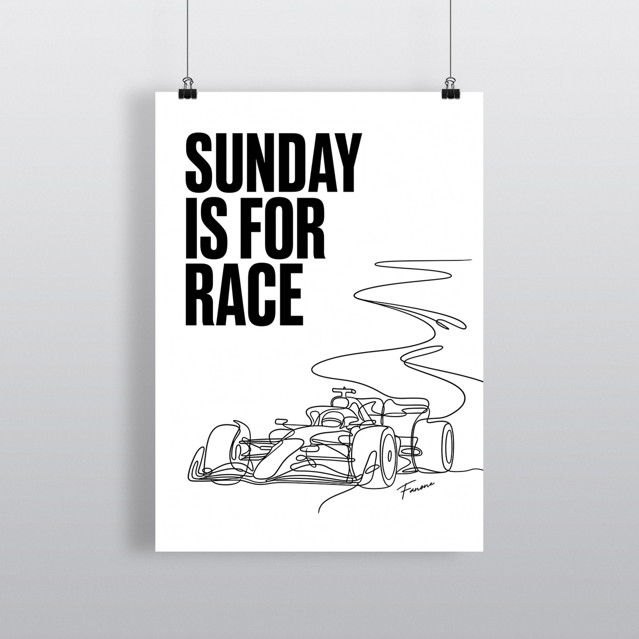 Sunday is For Race Premium-Poster mit One-Line-Bolide