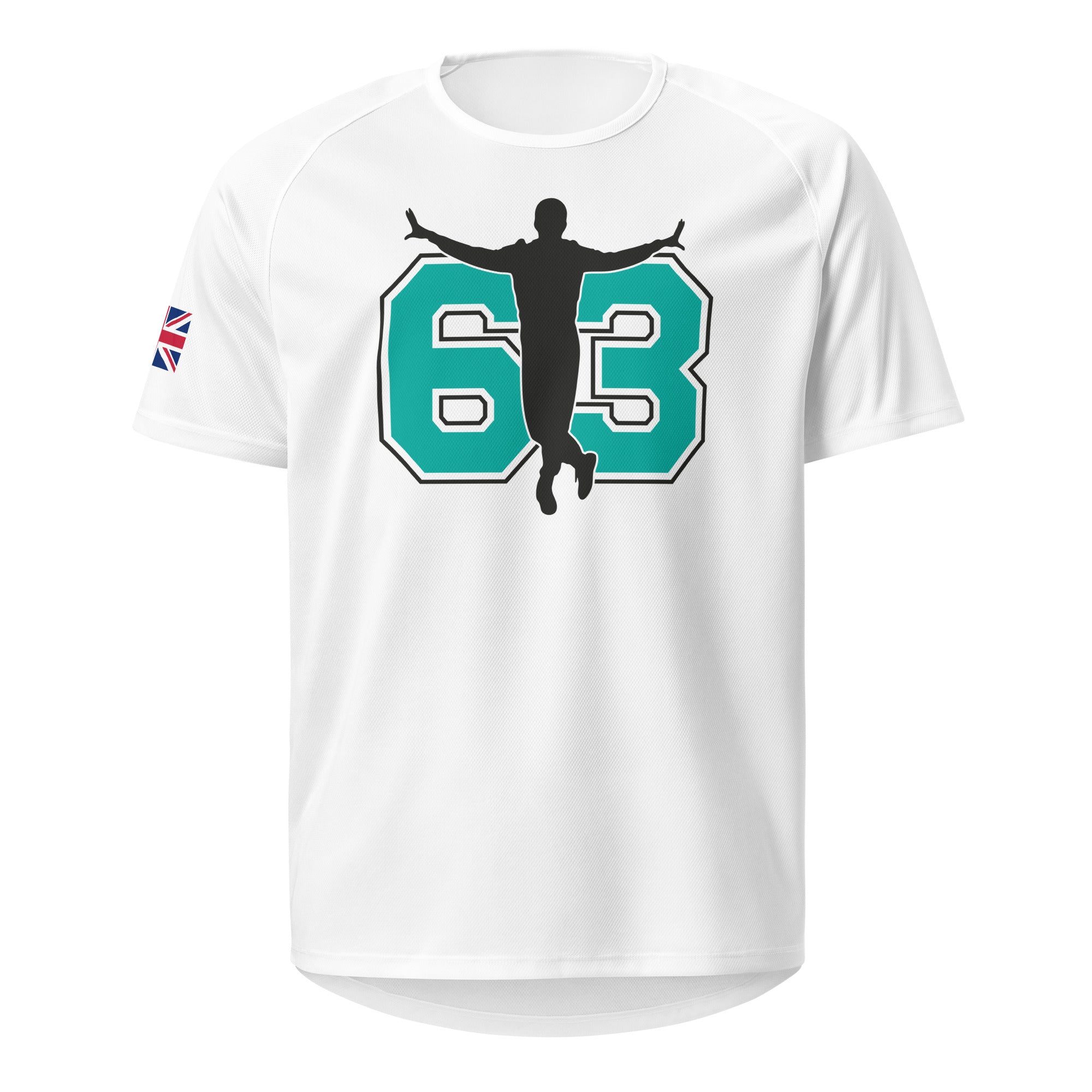 63 T-Pose Sports Jersey weiß – Russell T-Pose Motiv