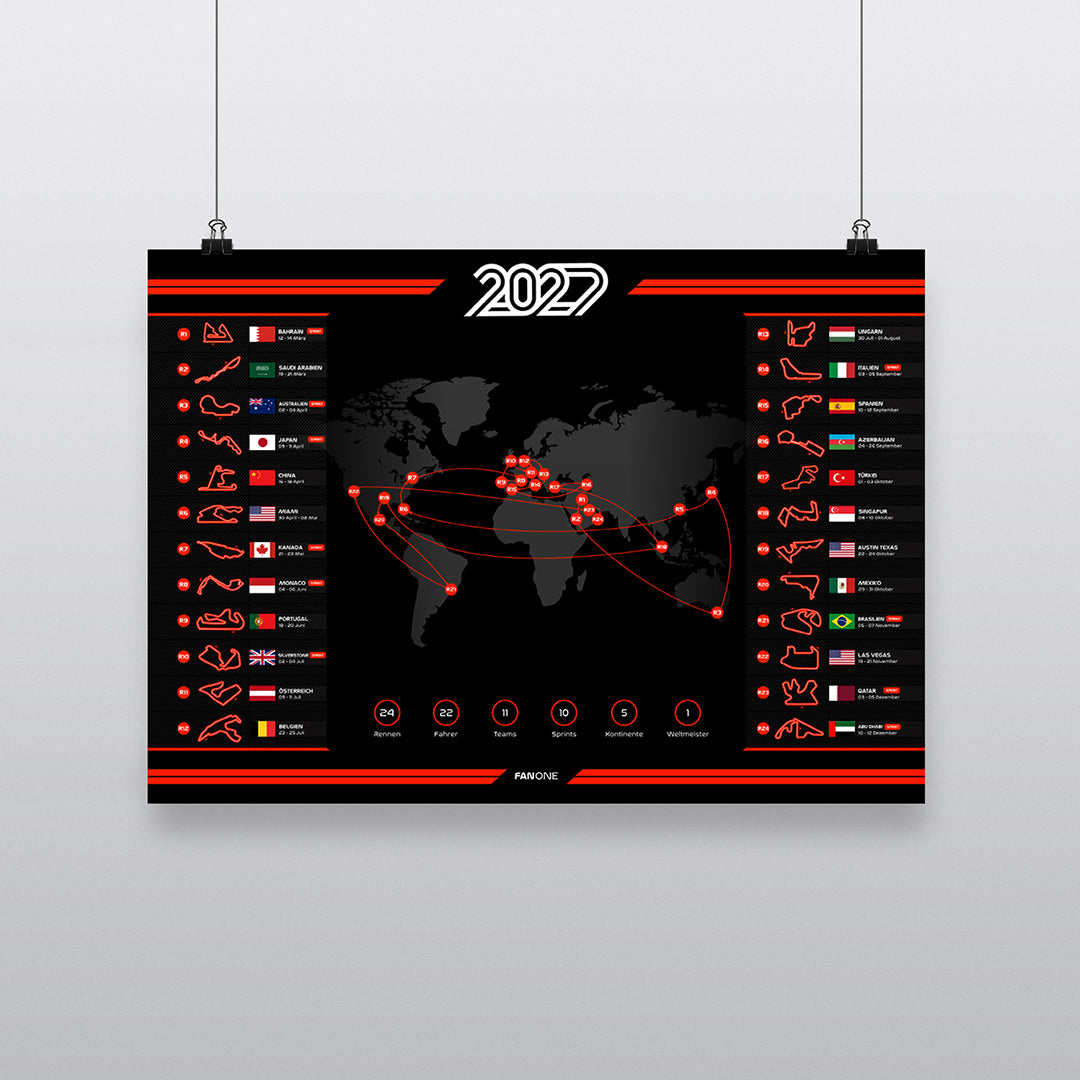 Race Calendar 2027 Poster – Dark Edition