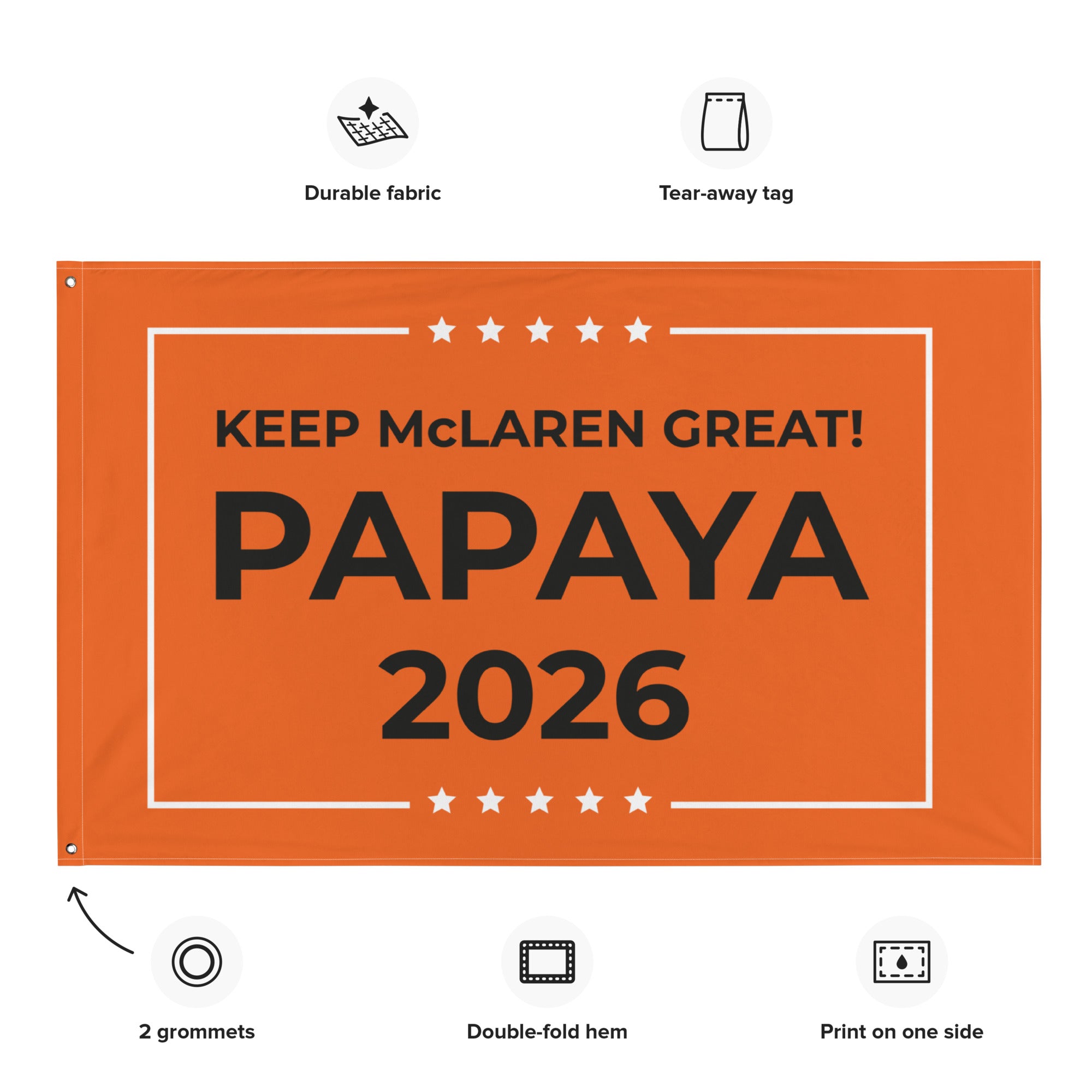 Papaya 2026 Flagge Vorderansicht