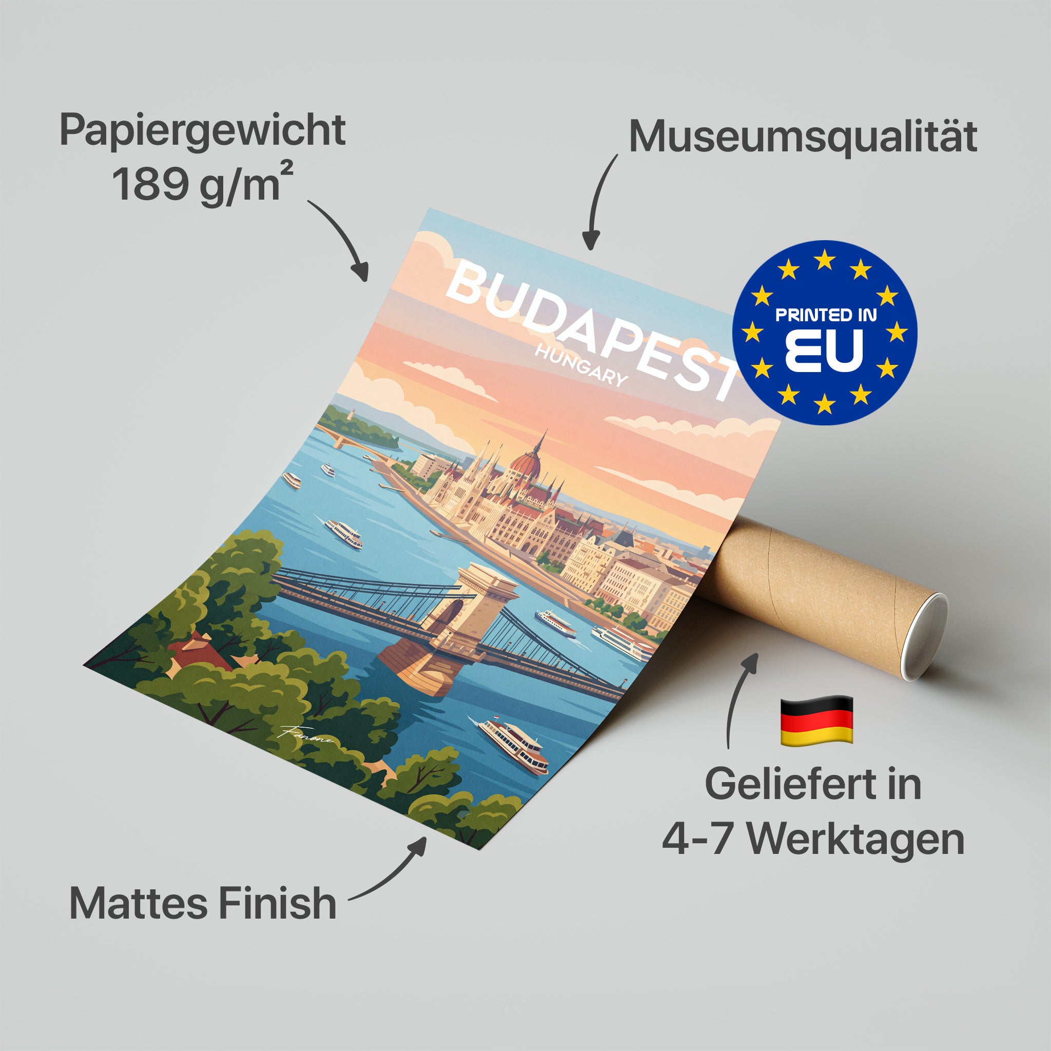 Budapest Vintage Poster in Premium-Verpackung
