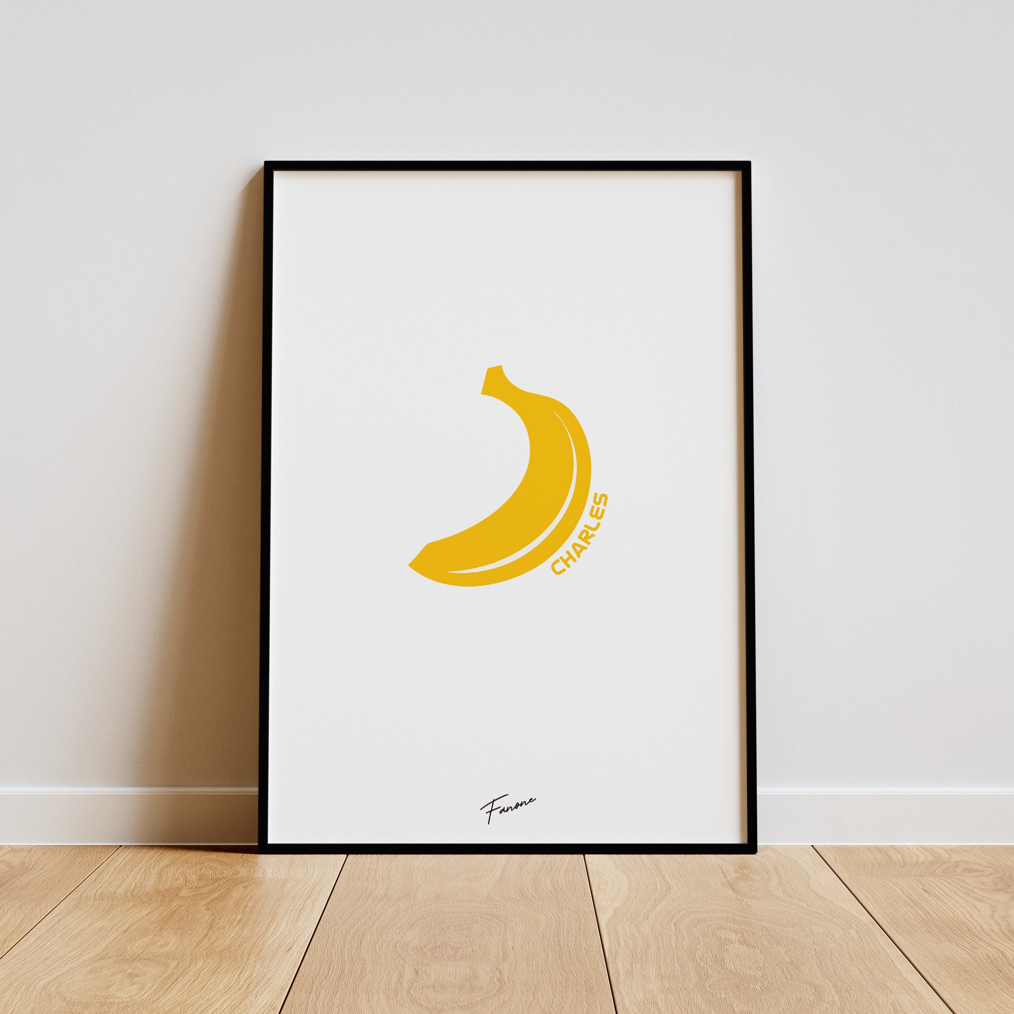 Charles Banana Poster gerahmt an der Wand