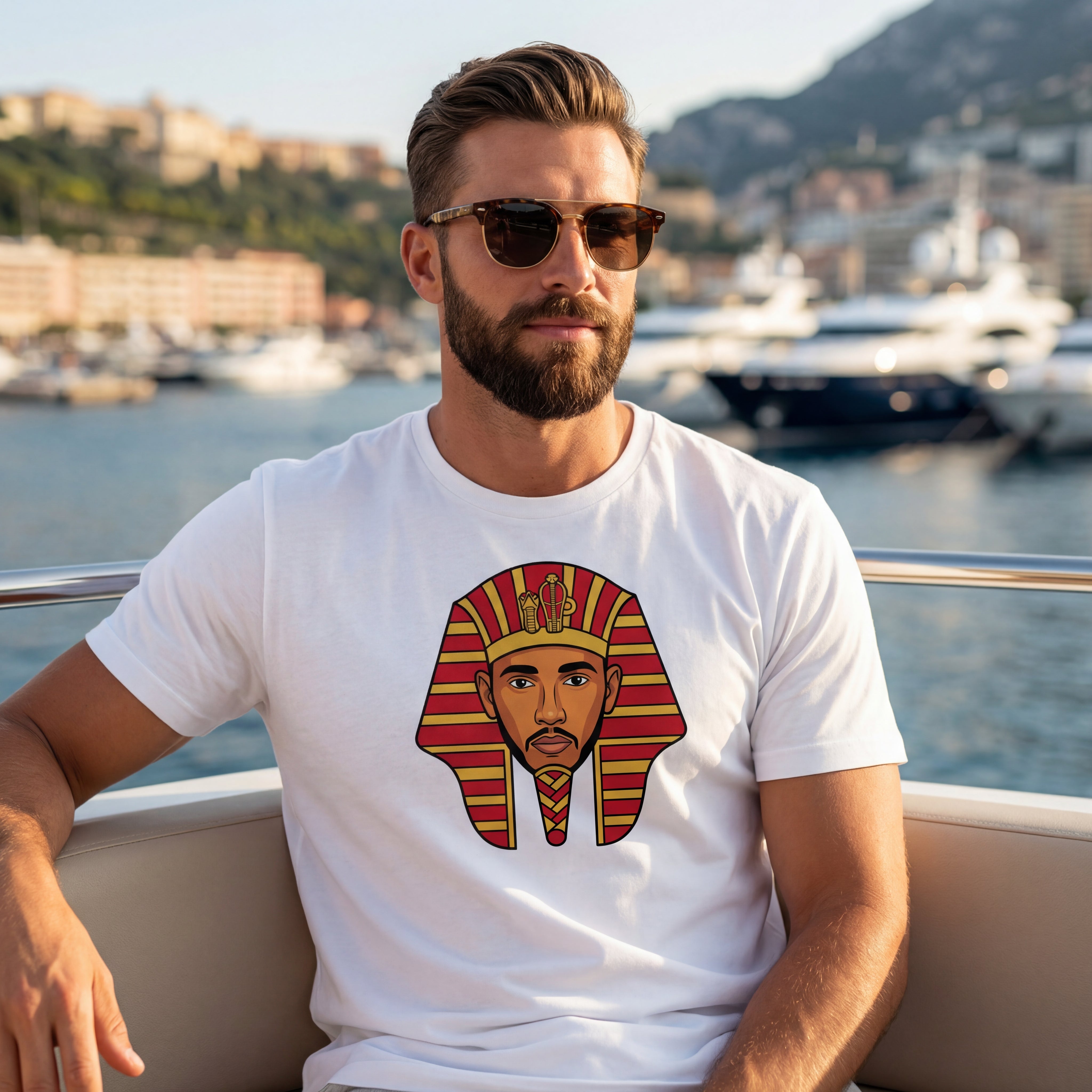 Lewis Pharaoh Artwork – Lewis Hamilton als Pharao-Motiv