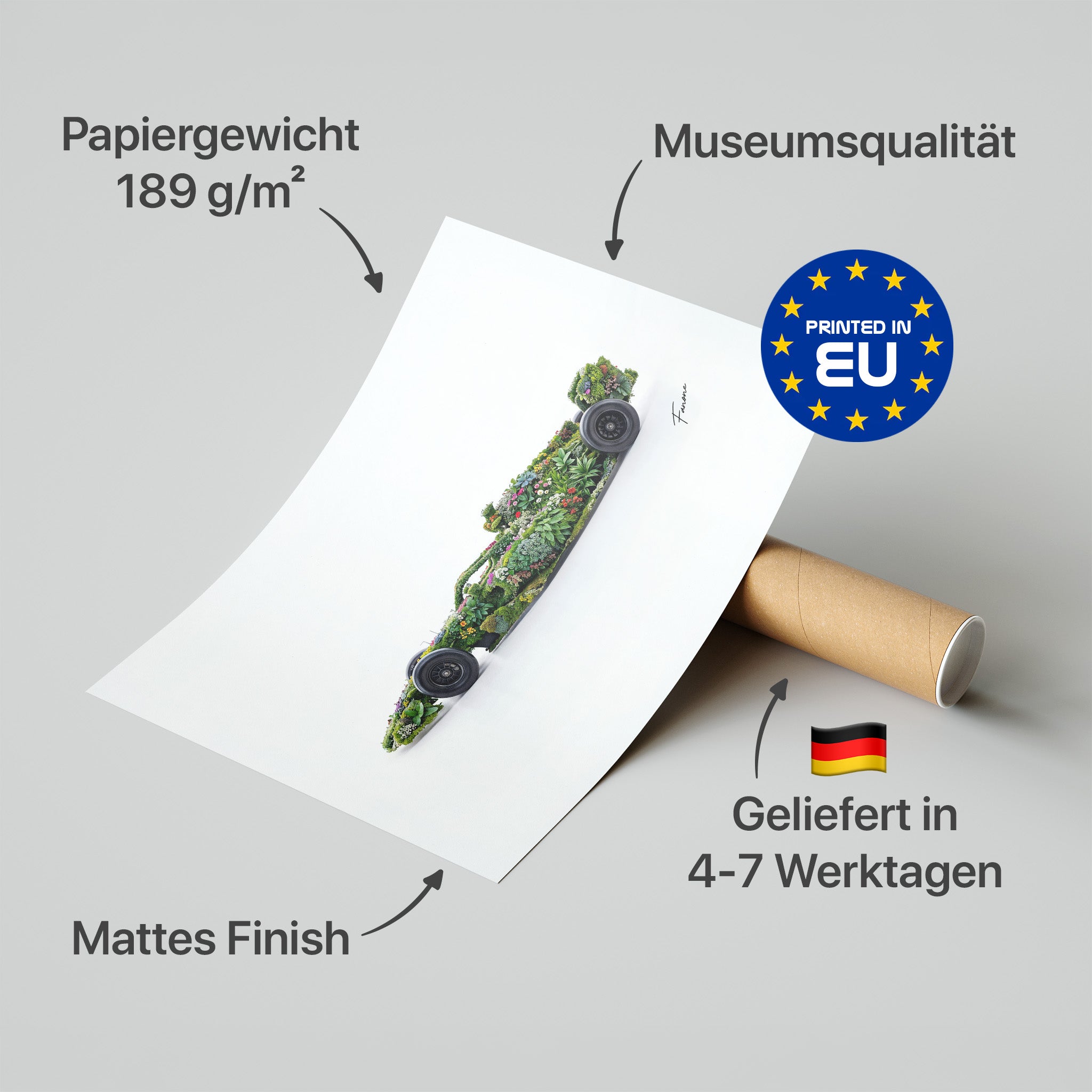 Floral Side View Poster in Premium-Verpackung