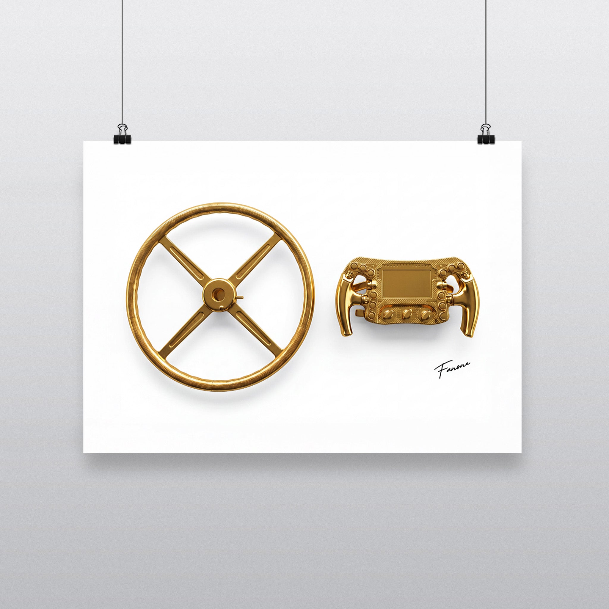 Steering Wheel Evolution Premium-Poster Gold Edition mit F1-Lenkrädern