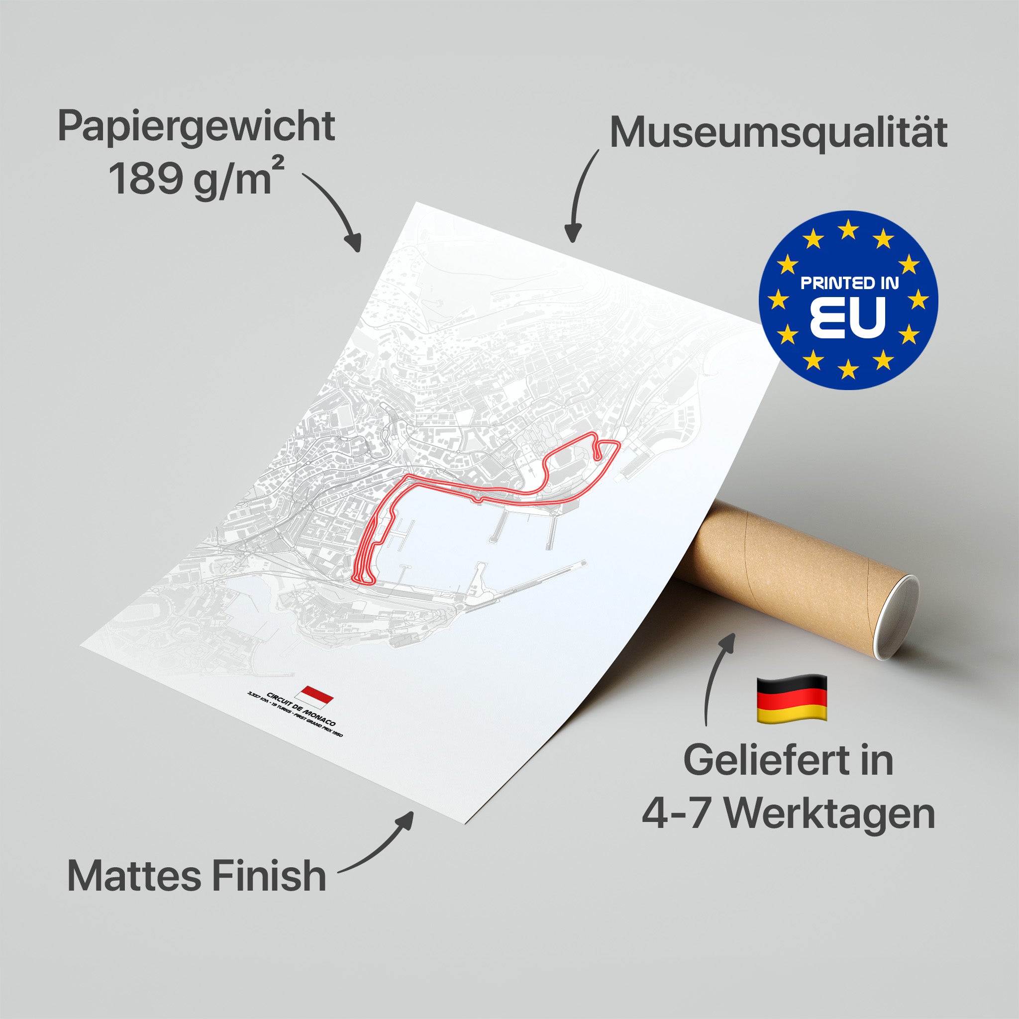 Monaco Light Edition Poster gerollt mit Verpackung