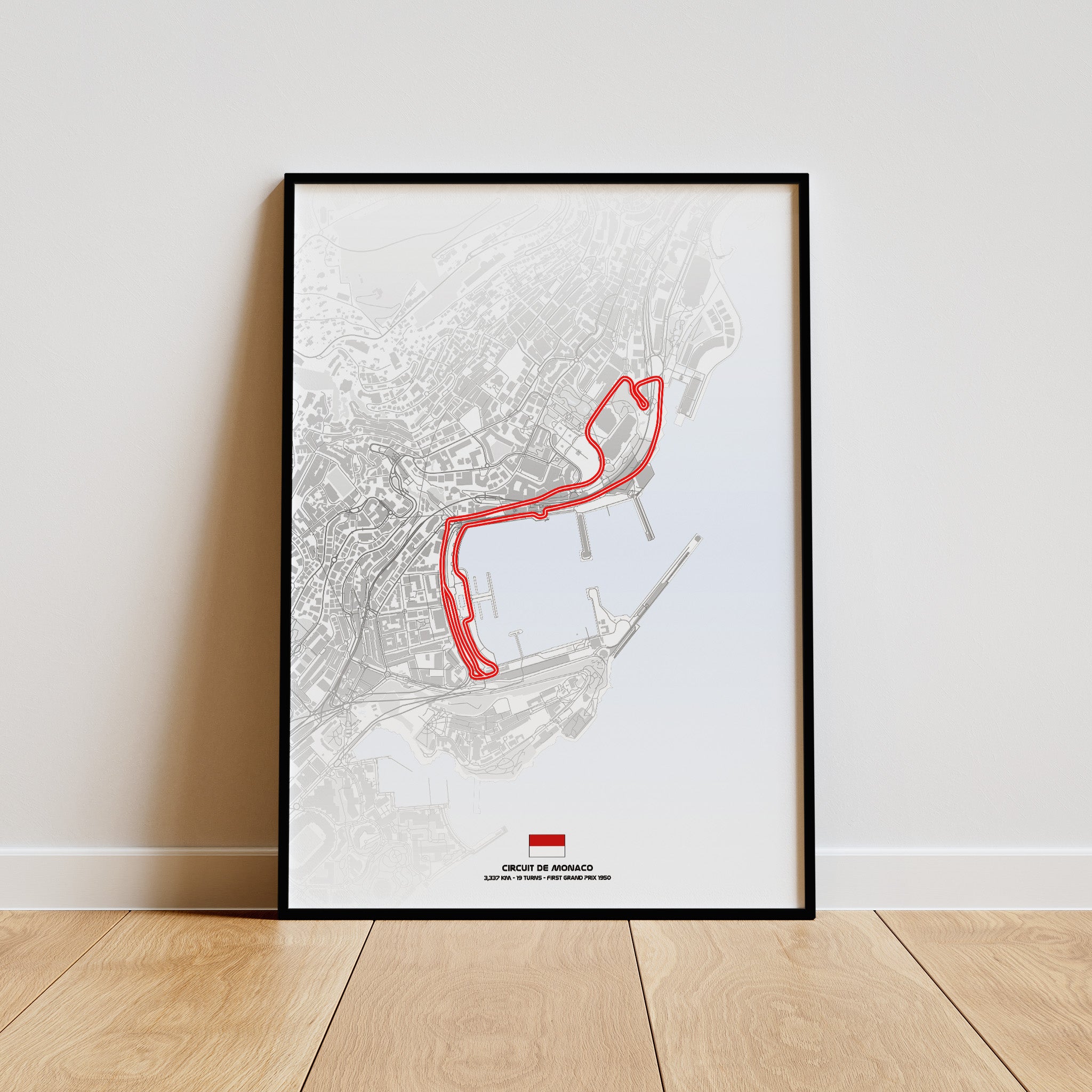 Monaco Light Edition Poster gerahmt an Wand