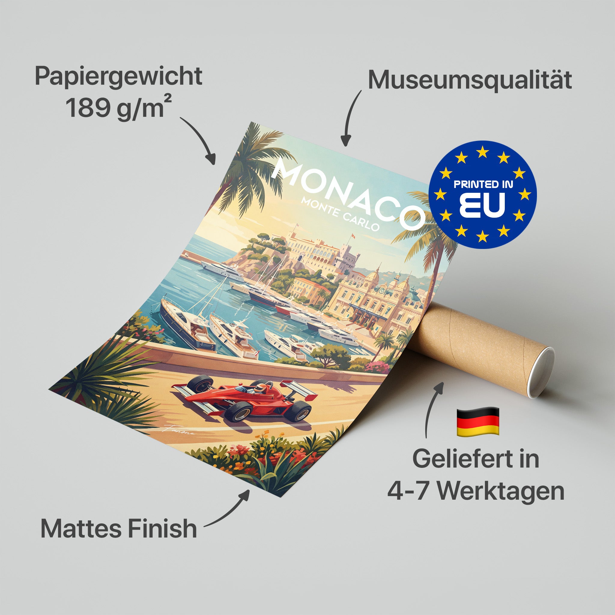 Monaco Vintage Poster in Premium-Verpackung