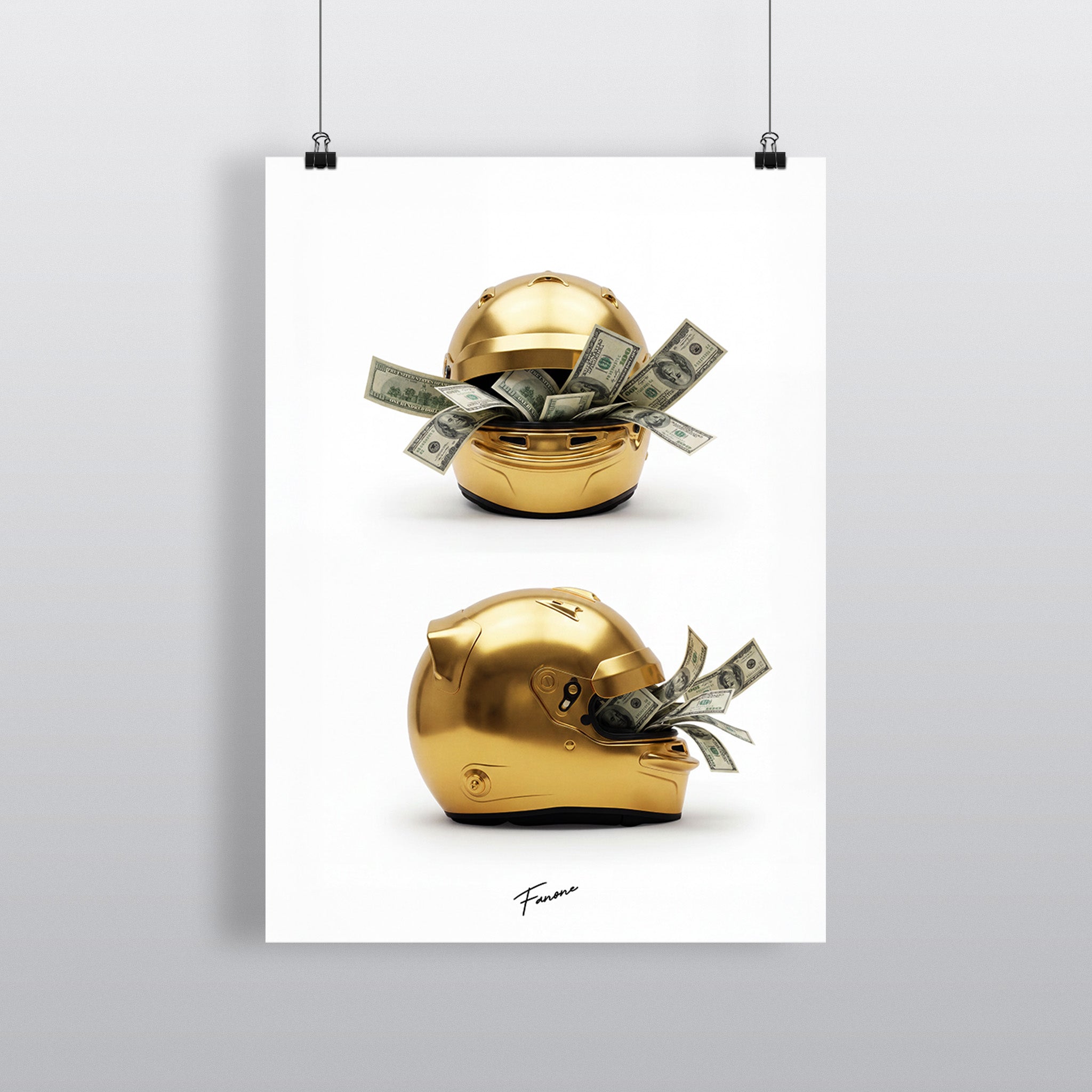 Pay Driver Helm Premium-Poster Gold Edition mit F1-Helm
