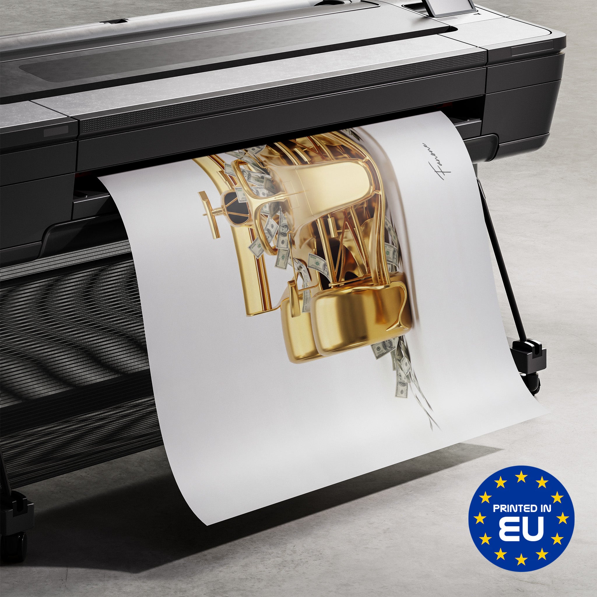 Premium-Druck Detailansicht – Pay Driver Front Gold