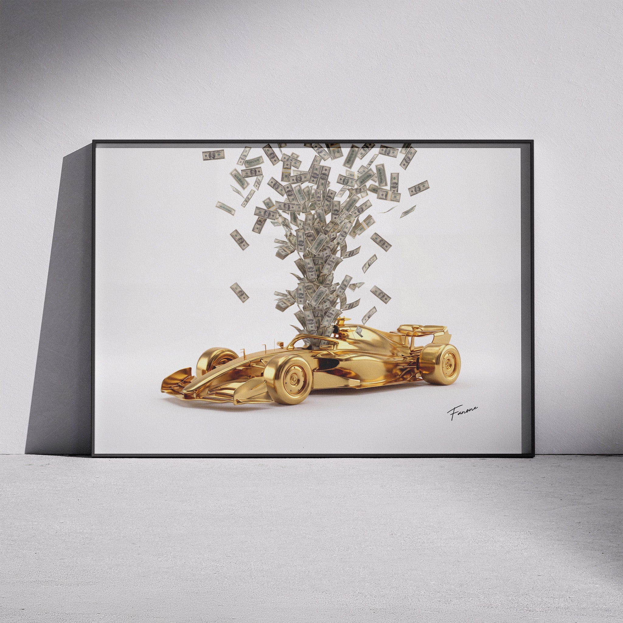 Pay Driver Gold Poster gerahmt an Wand