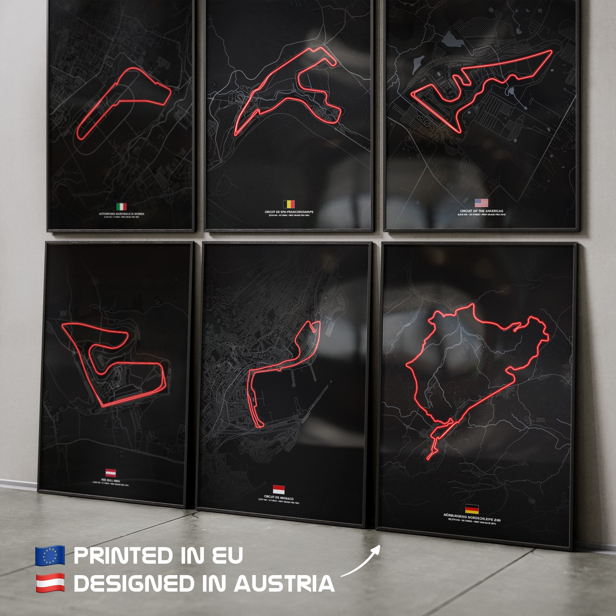 Übersicht weiterer Strecken-Poster Dark Edition