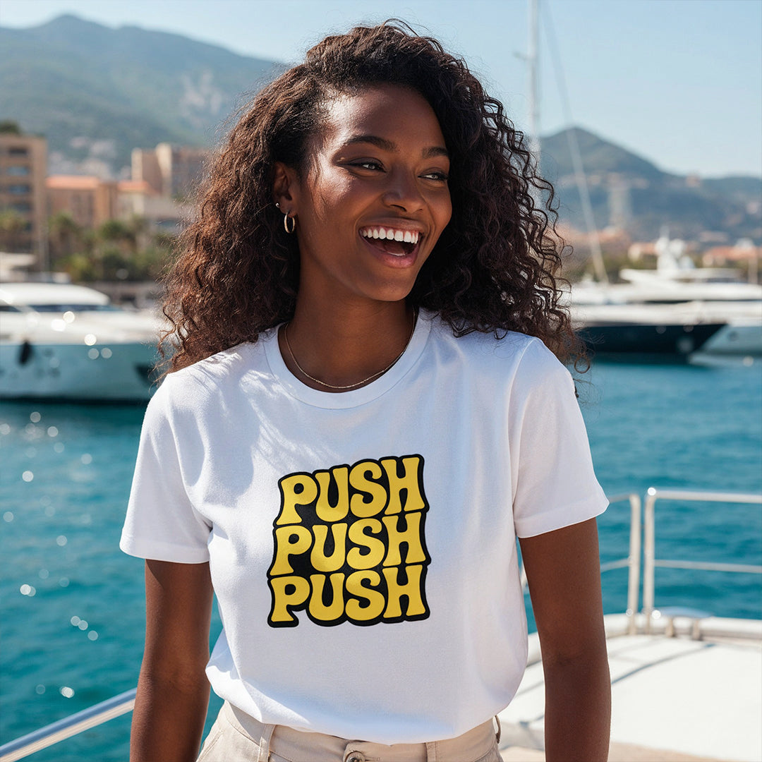 Push Push Push Artwork – Funkspruch-Schriftzug