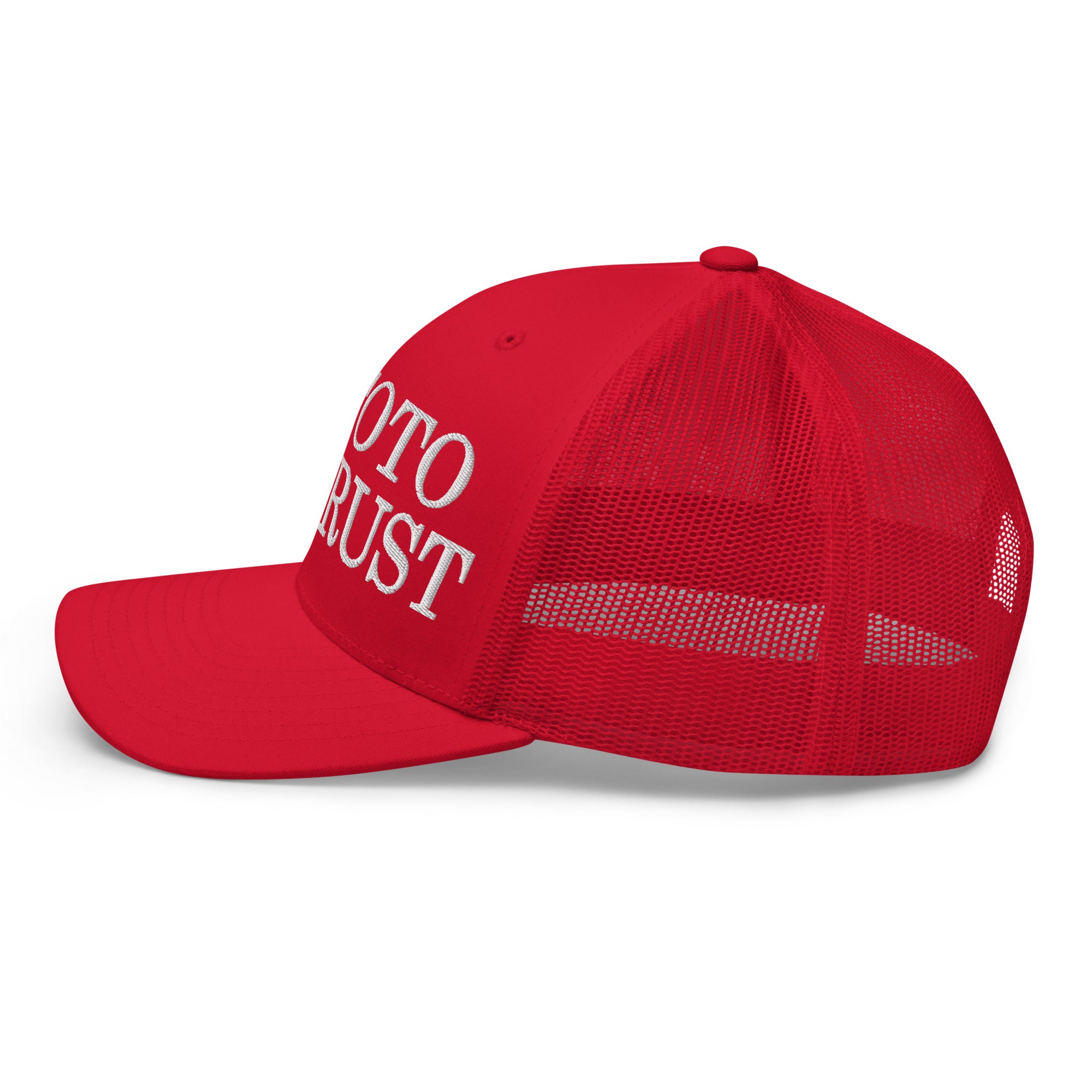 In Toto We Trust Trucker Cap rot Seitenansicht links