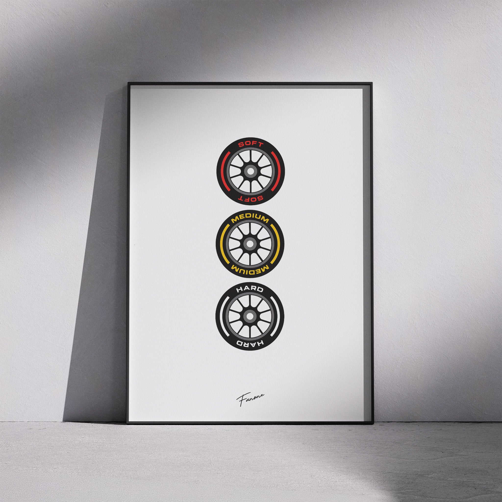 Soft Medium Hard Light Poster gerahmt am Boden lehnend