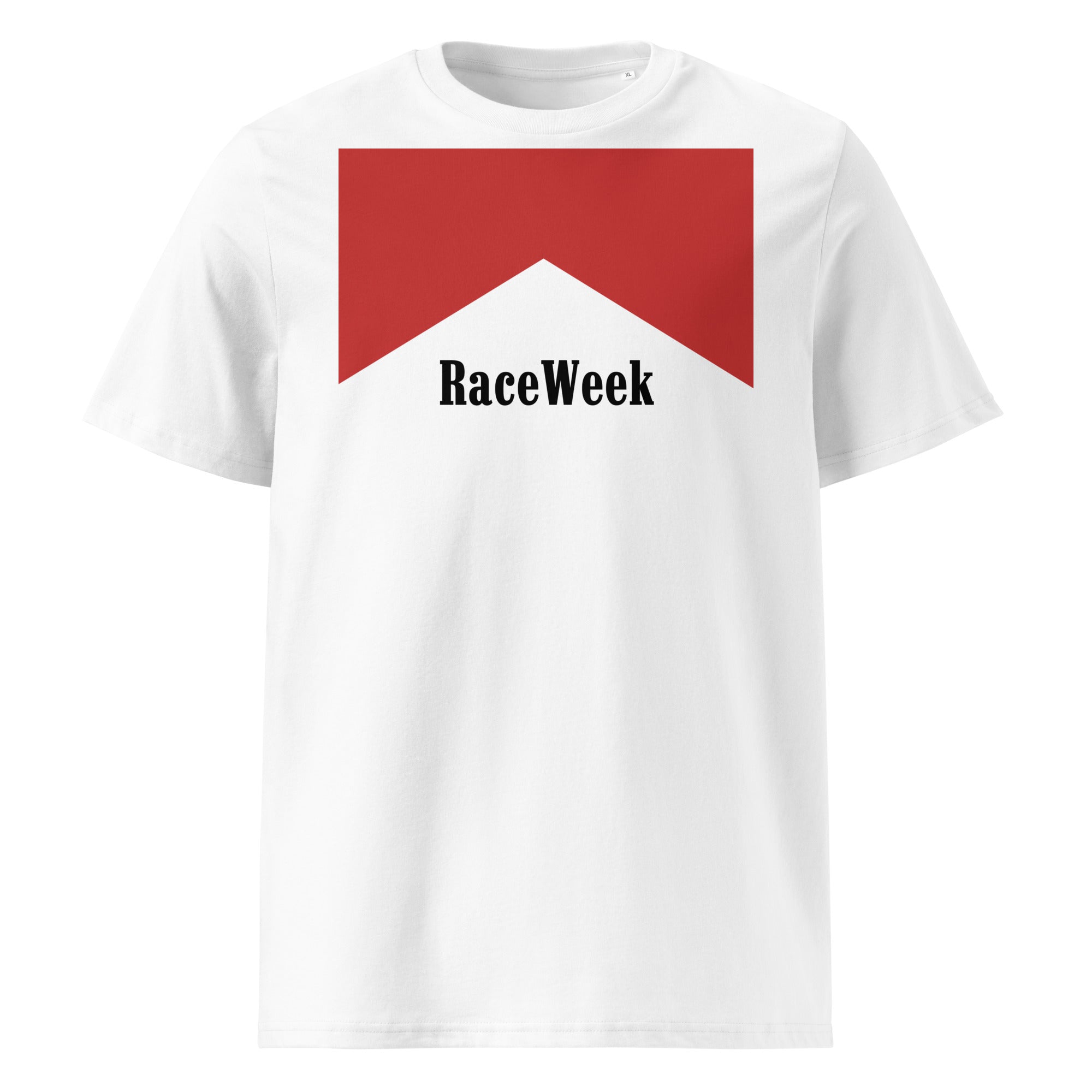 Retro Race Week T-Shirt weiß – rotes Dreieck Vintage-Motiv
