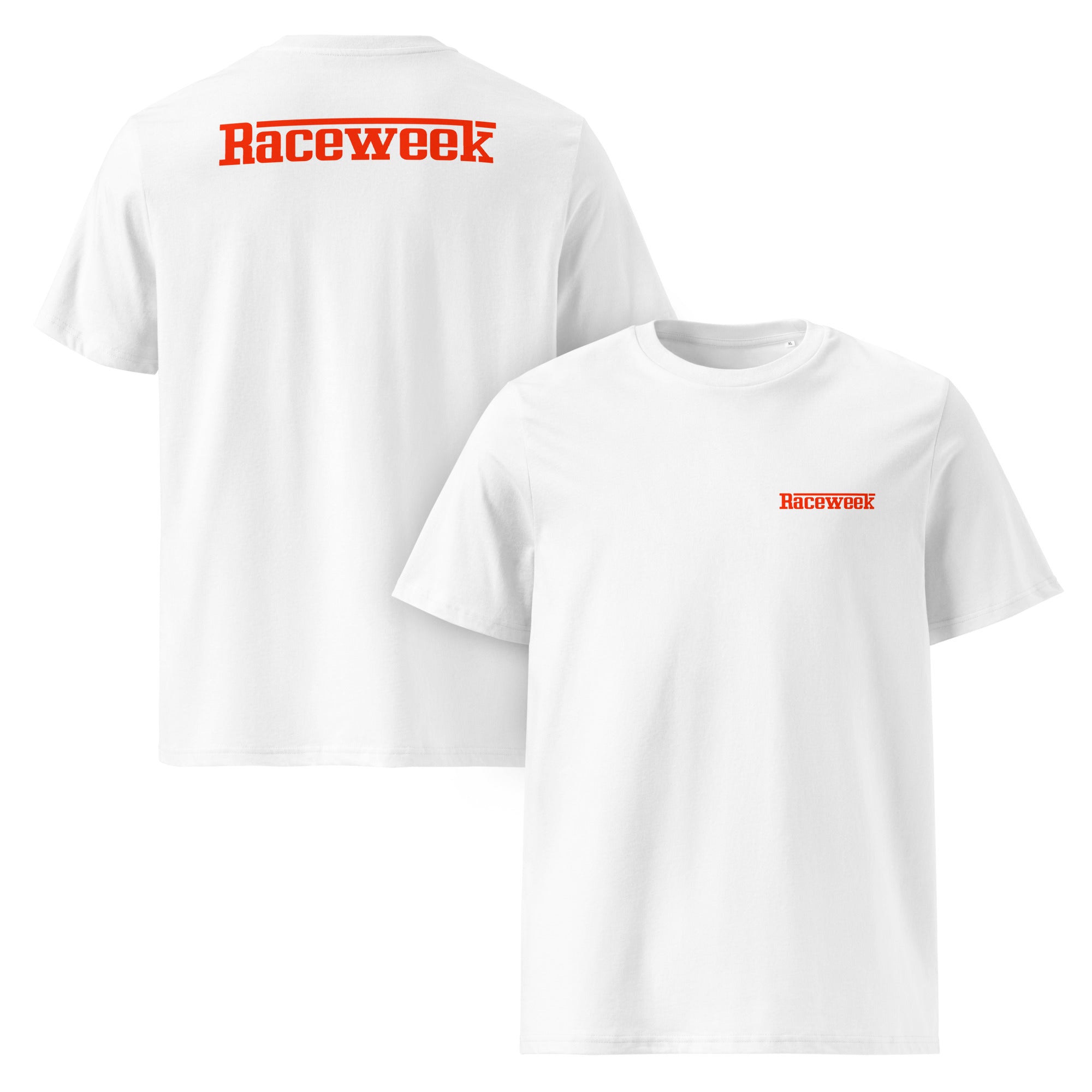 Race Week T-Shirt weiß – Vorder- und Rückansicht