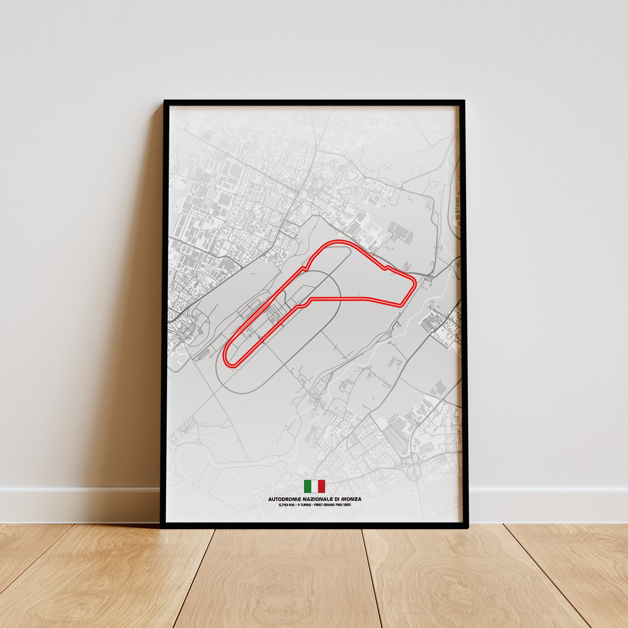 Monza Light Edition Poster gerahmt an Wand