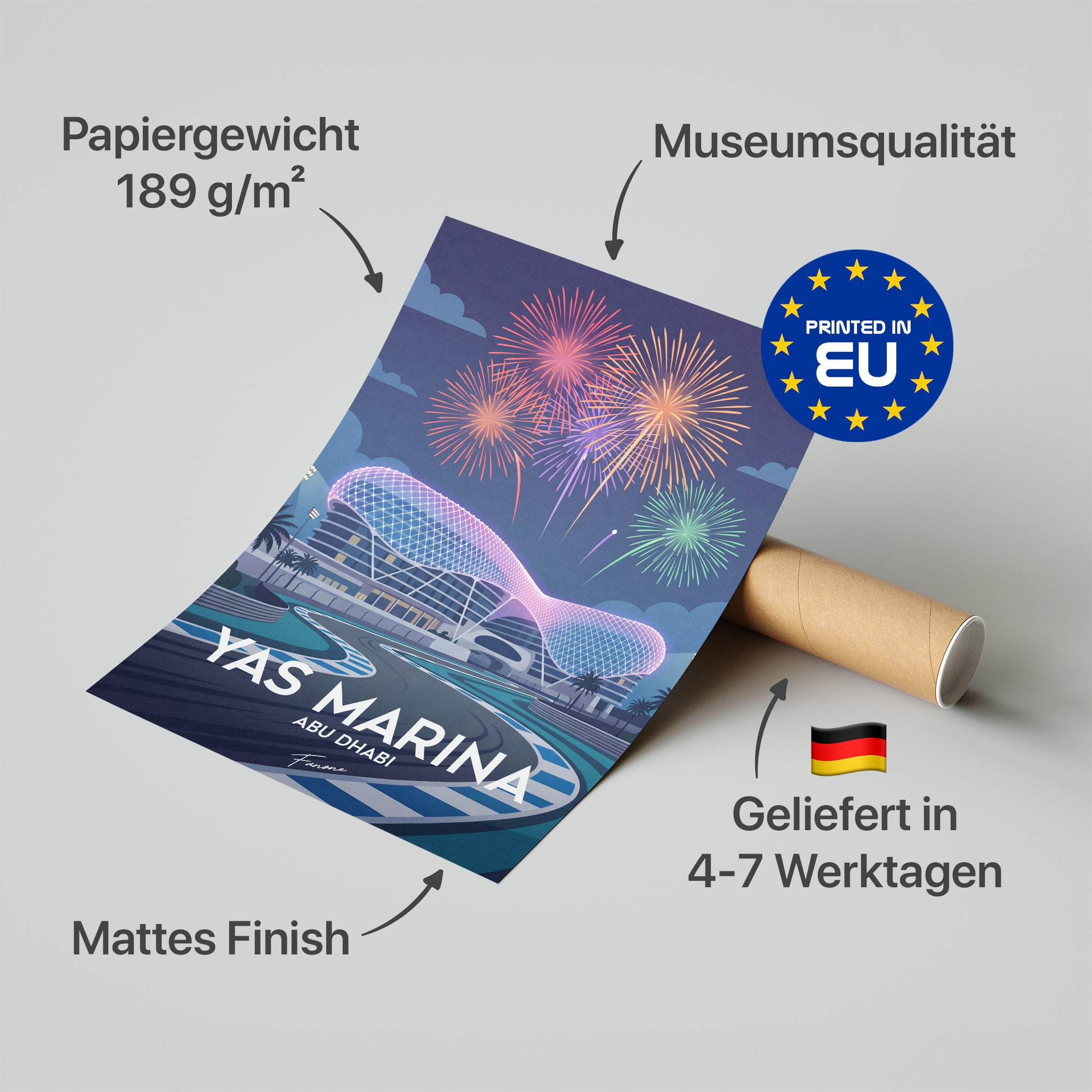 Yas Marina Vintage Poster in Premium-Verpackung